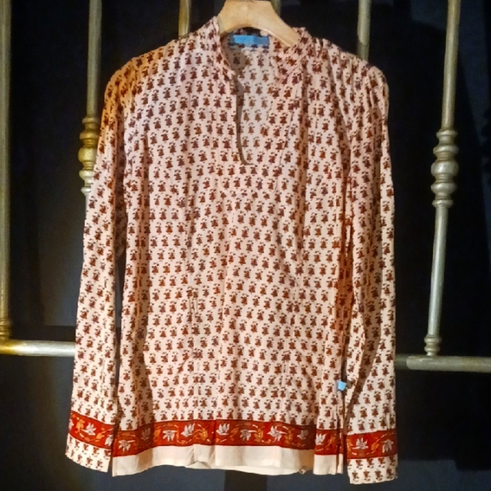 Anna Huling Long-sleeved Peasant Blouse In Floral Print